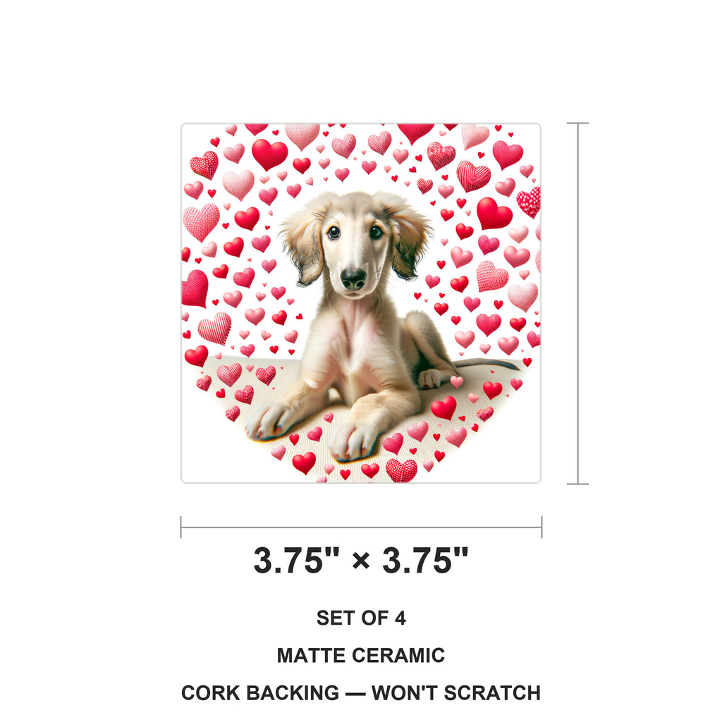 Saluki ceramic coasters set of 4, size 3.75 inches