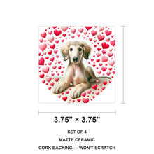 Saluki ceramic coasters set of 4, size 3.75 inches