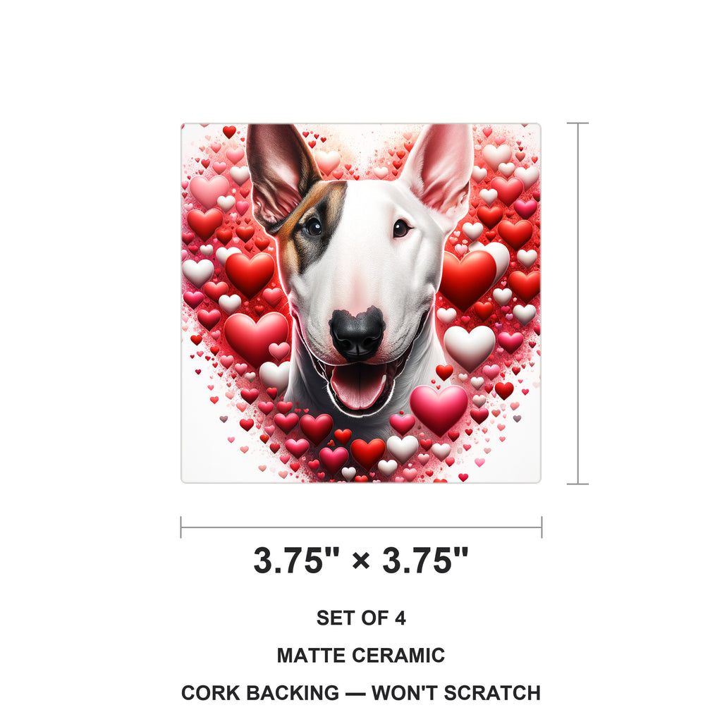 Bull Terrier ceramic coasters set of 4, size 3.75 inches