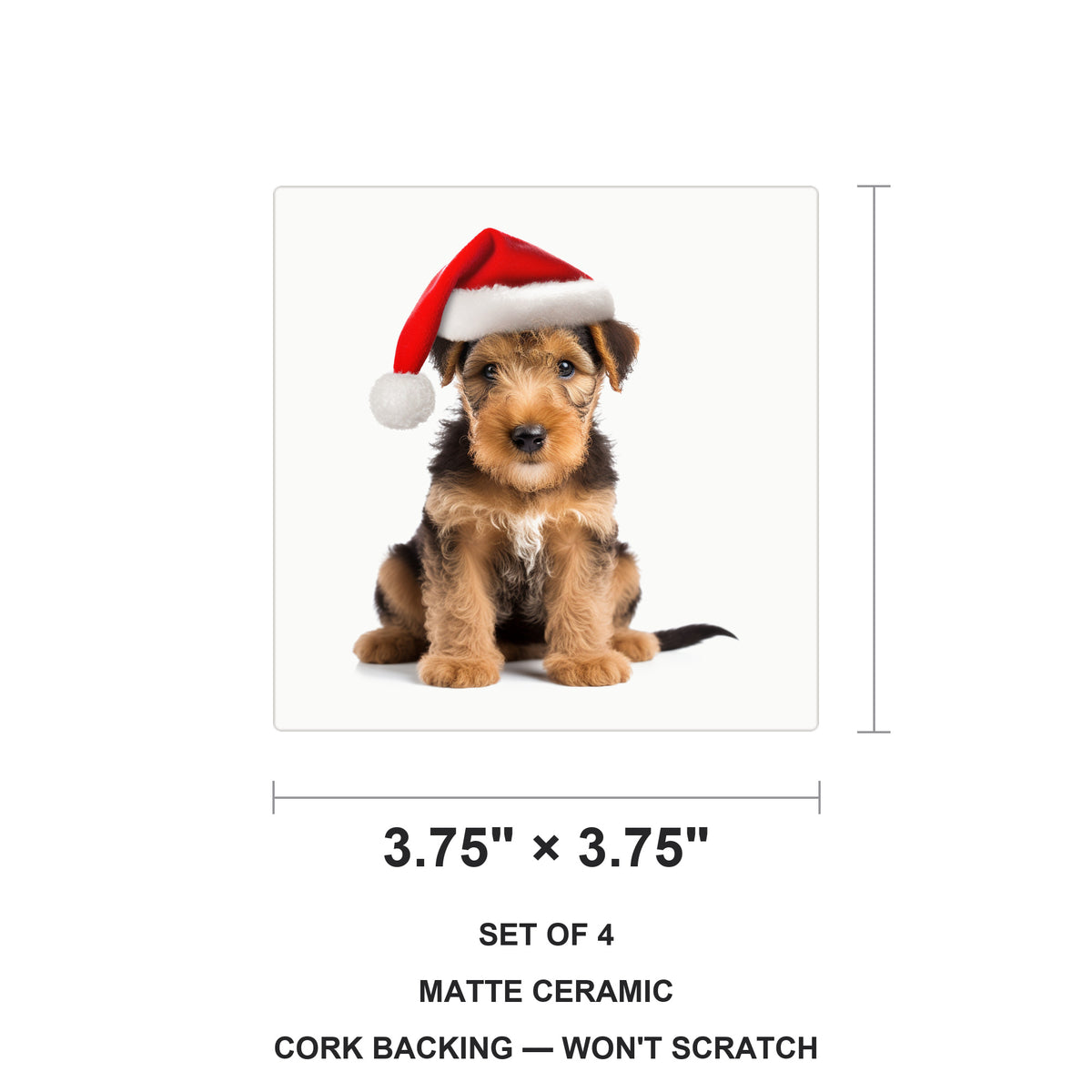 Welsh Terrier Puppy ceramic coasters set of 4, size 3.75 inches