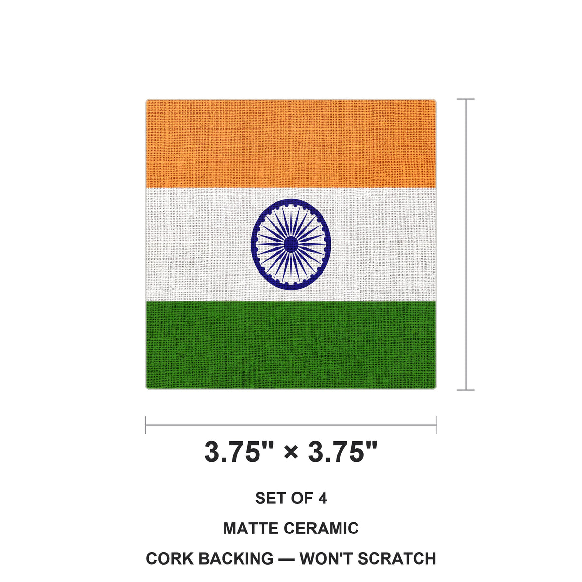 India Flag Pride ceramic coasters set of 4, size 3.75 inches
