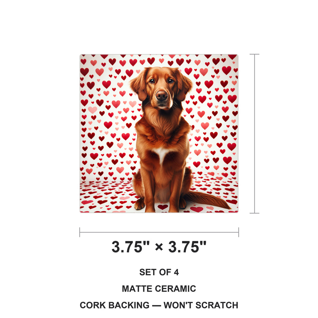 Nova Scotia Duck Tolling Retriever ceramic coasters set of 4, size 3.75 inches