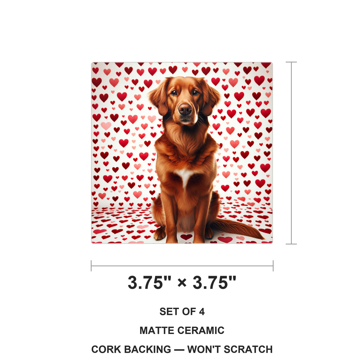 Nova Scotia Duck Tolling Retriever ceramic coasters set of 4, size 3.75 inches