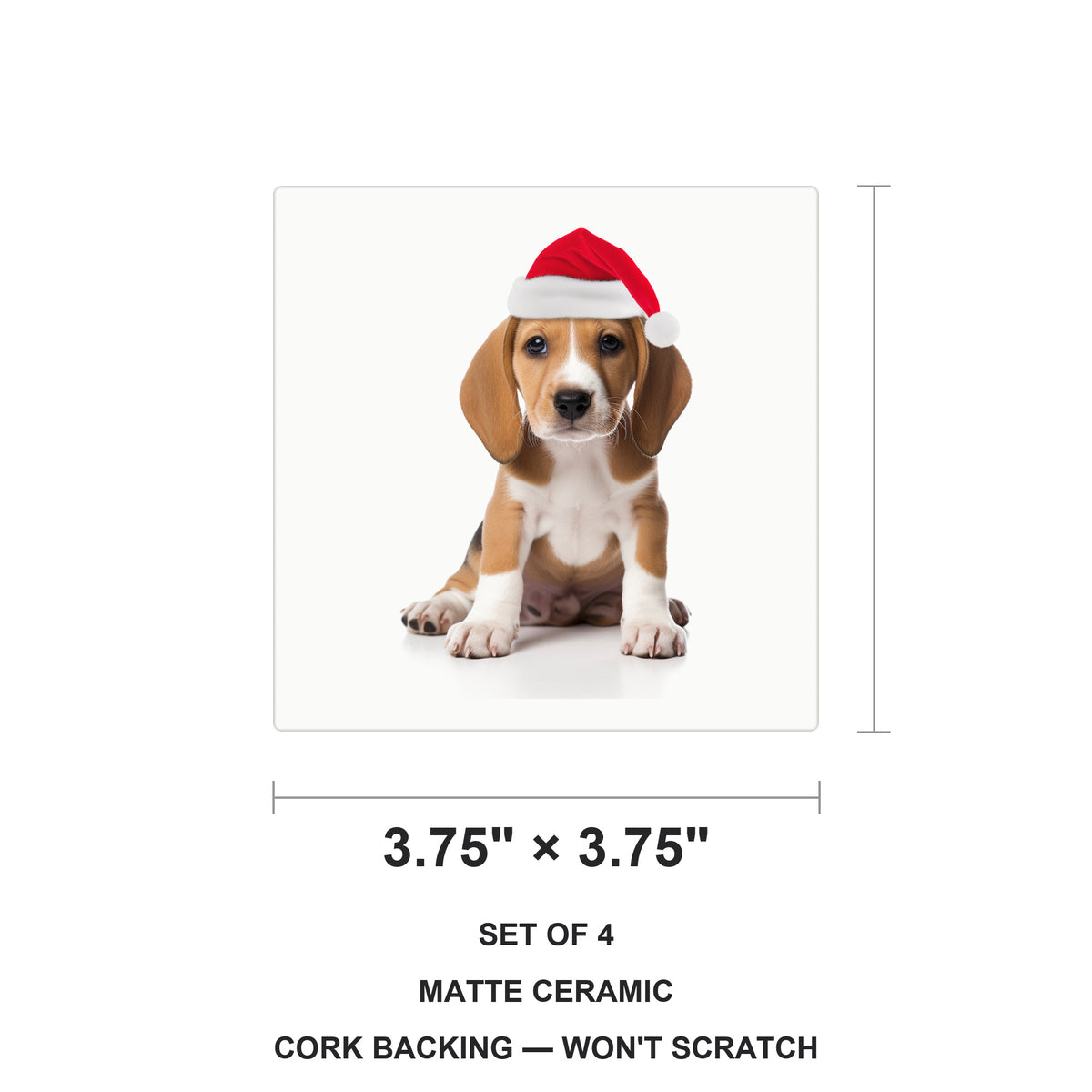 American Foxhound Puppy ceramic coasters set of 4, size 3.75 inches