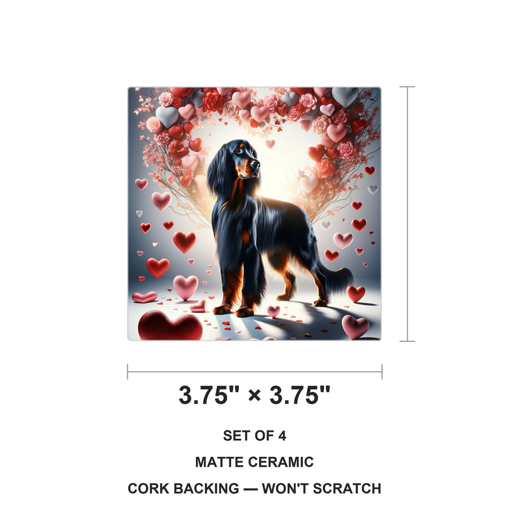Gordon Setter ceramic coasters set of 4, size 3.75 inches