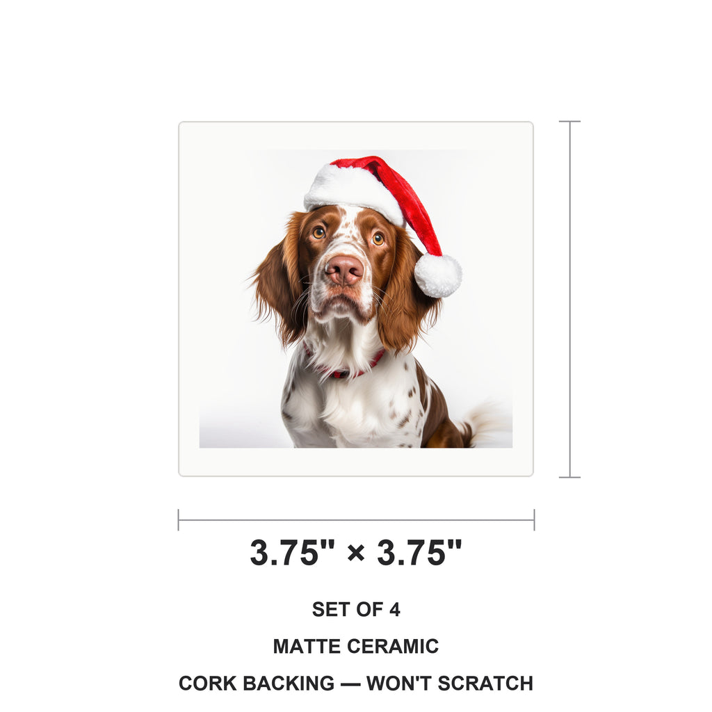 Irish Red and White Setter ceramic coasters set of 4, size 3.75 inches