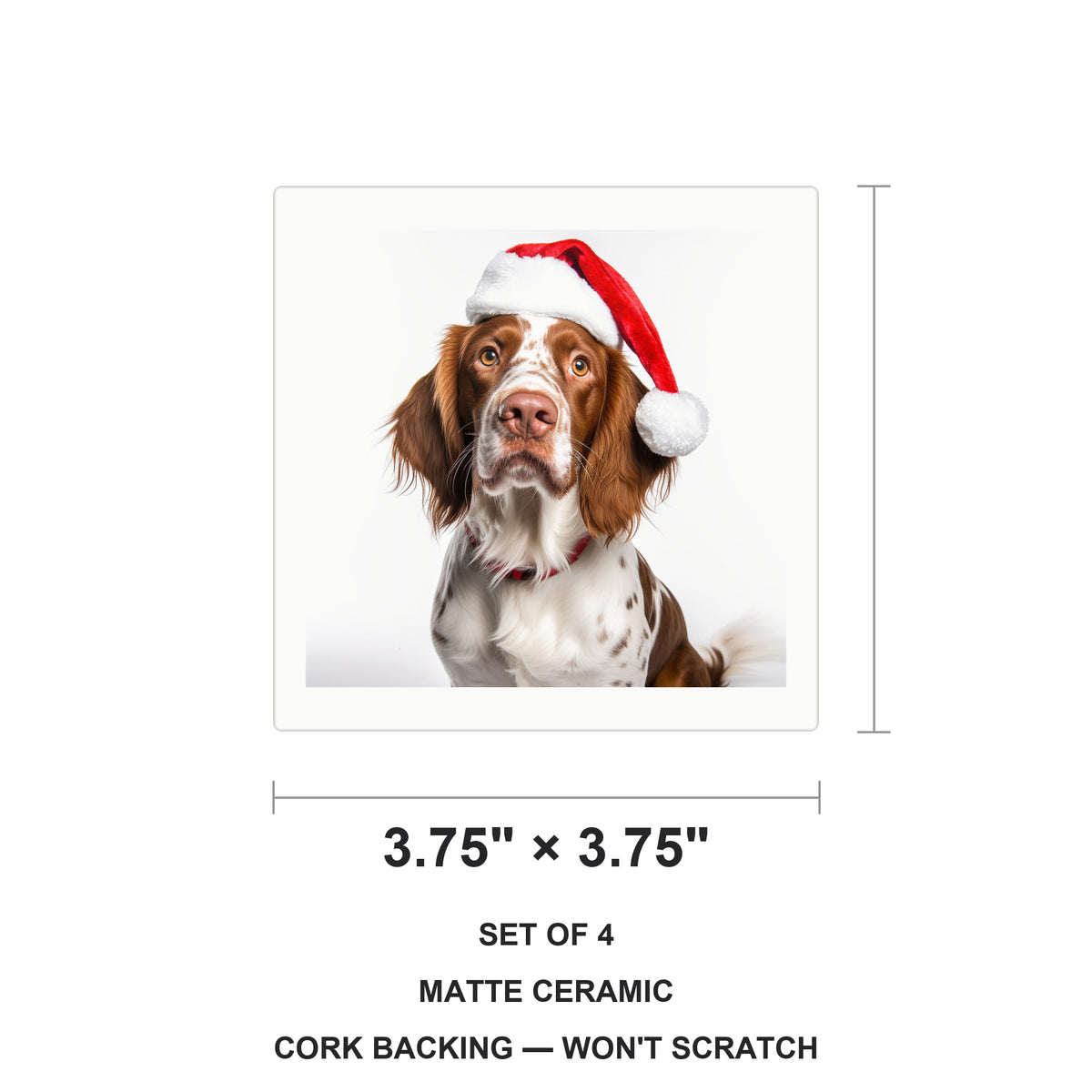 Irish Red and White Setter ceramic coasters set of 4, size 3.75 inches