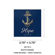 Anchor Hope Hebrews ceramic coasters set of 4, size 3.75 inches