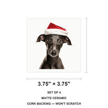 Italian Greyhound Puppy ceramic coasters set of 4, size 3.75 inches