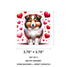 Shetland Sheepdog ceramic coasters set of 4, size 3.75 inches