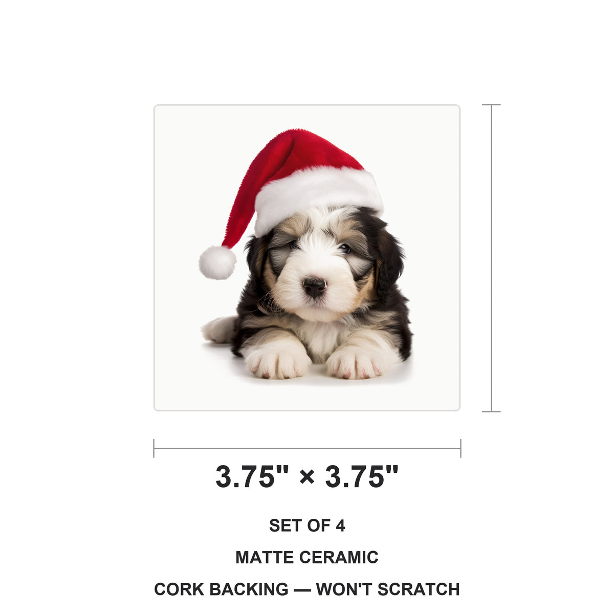 Old English Sheepdog Puppy ceramic coasters set of 4, size 3.75 inches