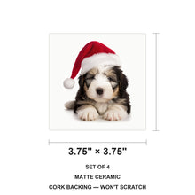 Old English Sheepdog Puppy ceramic coasters set of 4, size 3.75 inches