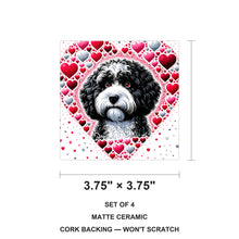 Portuguese Water Dog ceramic coasters set of 4, size 3.75 inches