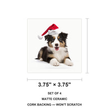 Collie Puppy ceramic coasters set of 4, size 3.75 inches