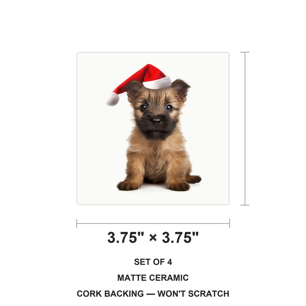 Cairn Terrier Puppy ceramic coasters set of 4, size 3.75 inches