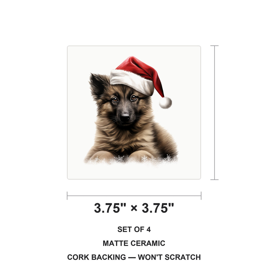 Belgian Tervuren Puppy Drawing ceramic coasters set of 4, size 3.75 inches