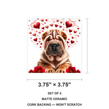 Chinese Shar-Pei ceramic coasters set of 4, size 3.75 inches