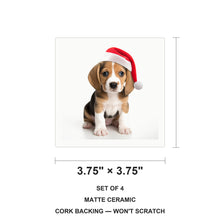 Beagle Puppy ceramic coasters set of 4, size 3.75 inches
