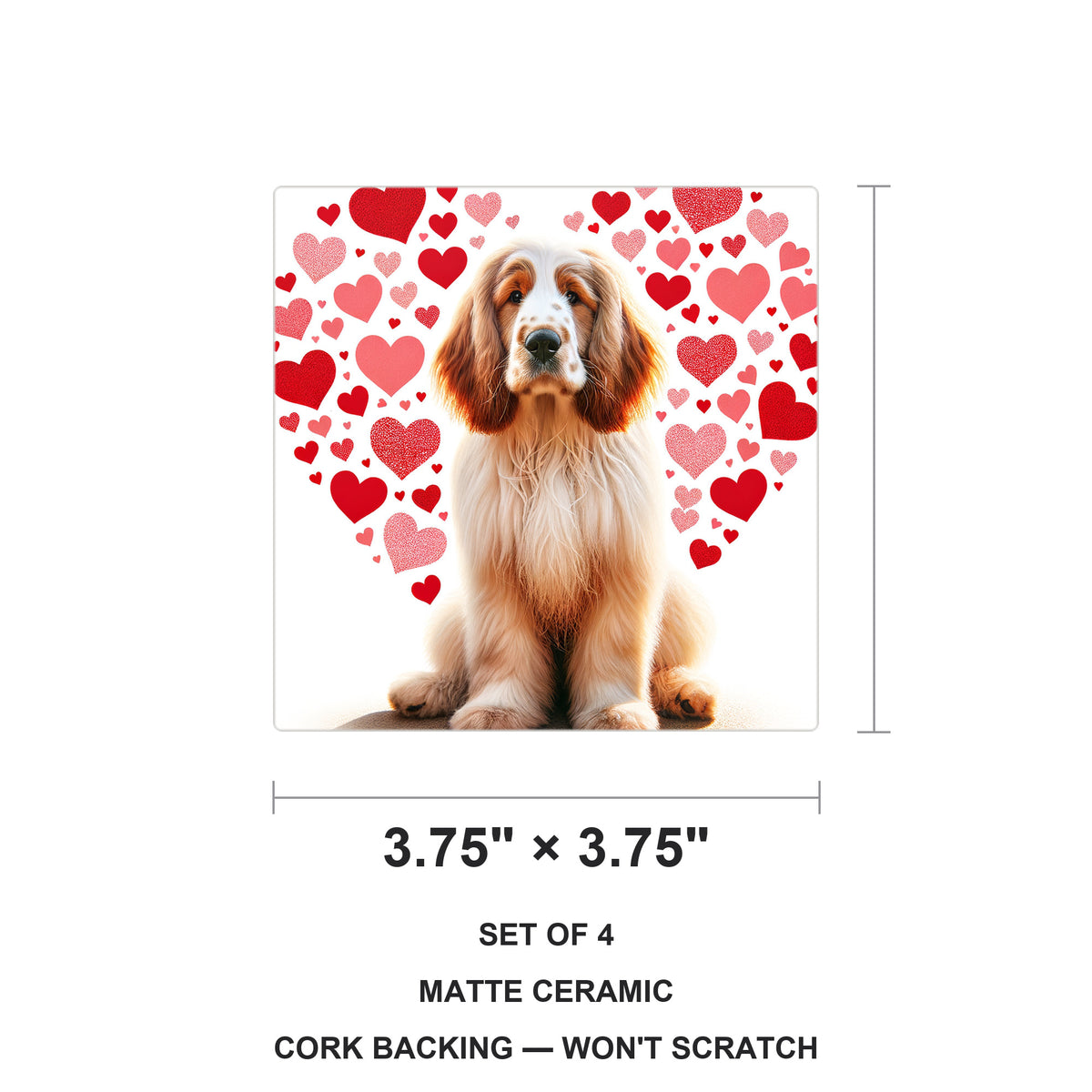 English Cocker Spaniel ceramic coasters set of 4, size 3.75 inches