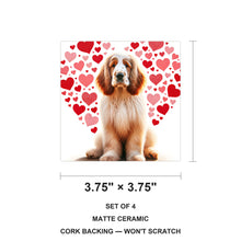 English Cocker Spaniel ceramic coasters set of 4, size 3.75 inches