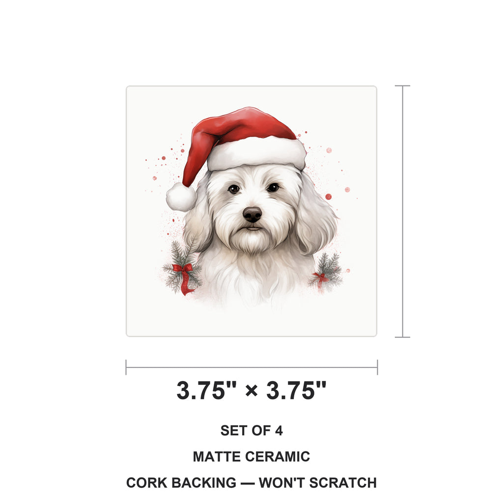 Coton de Tulear ceramic coasters set of 4, size 3.75 inches