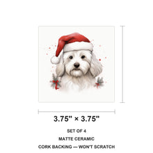 Coton de Tulear ceramic coasters set of 4, size 3.75 inches