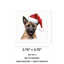 Belgian Malinois Puppy Drawing ceramic coasters set of 4, size 3.75 inches