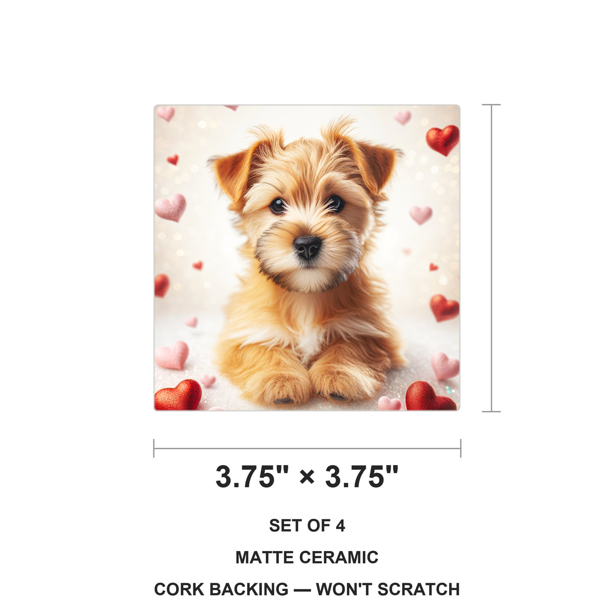 Norfolk Terrier ceramic coasters set of 4, size 3.75 inches