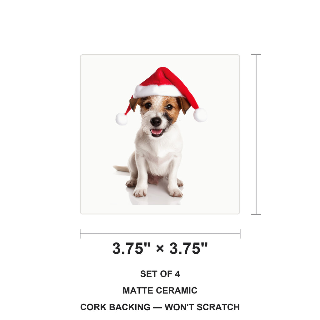 Parson Russell Terrier ceramic coasters set of 4, size 3.75 inches