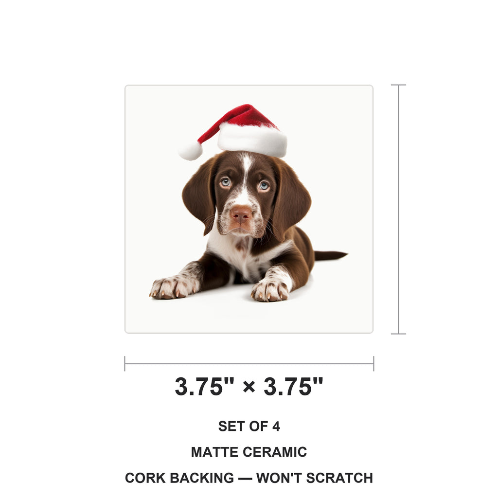 Pointer Puppy ceramic coasters set of 4, size 3.75 inches