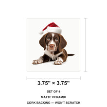 Pointer Puppy ceramic coasters set of 4, size 3.75 inches