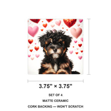 Yorkshire Terrier ceramic coasters set of 4, size 3.75 inches