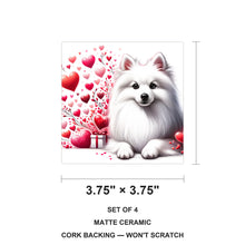 American Eskimo Dog ceramic coasters set of 4, size 3.75 inches