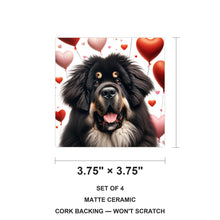 Tibetan Mastiff ceramic coasters set of 4, size 3.75 inches
