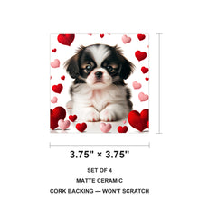 Japanese Chin ceramic coasters set of 4, size 3.75 inches