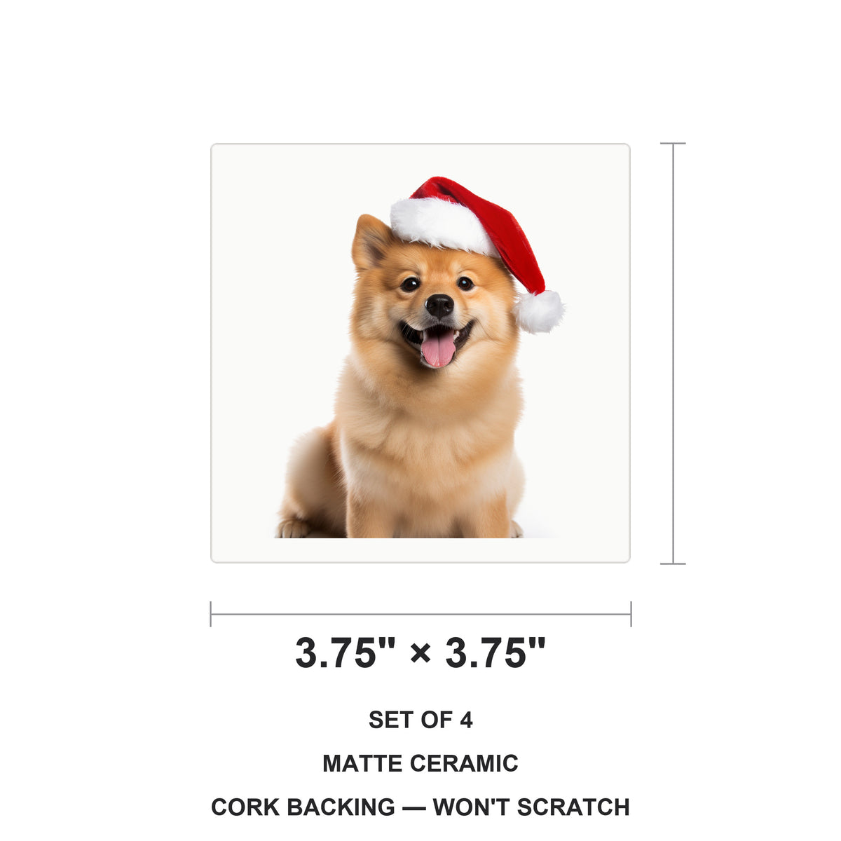 Finnish Spitz ceramic coasters set of 4, size 3.75 inches