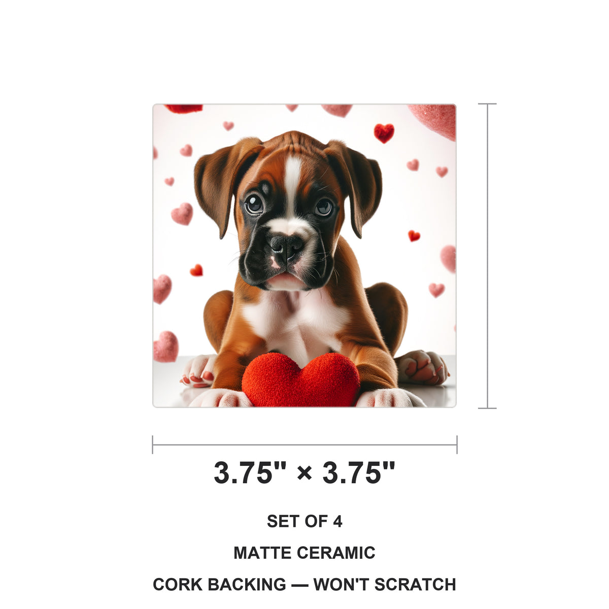 Boxer ceramic coasters set of 4, size 3.75 inches