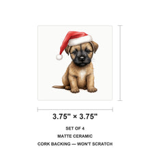 Border Terrier Puppy Drawing ceramic coasters set of 4, size 3.75 inches