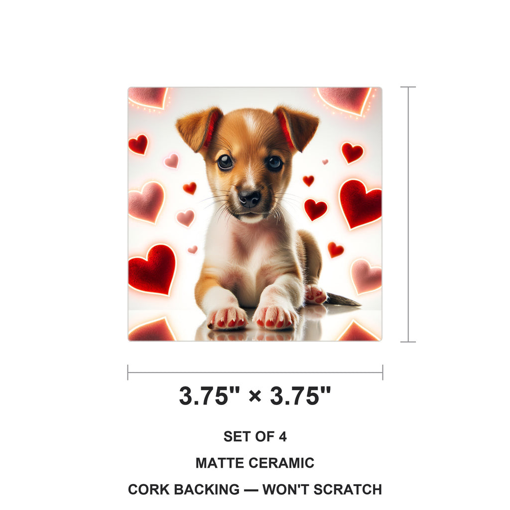 Jack Russell Terrier ceramic coasters set of 4, size 3.75 inches
