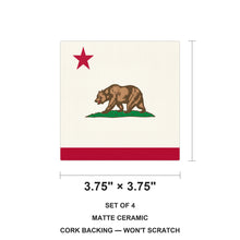 California State Flag ceramic coasters set of 4, size 3.75 inches