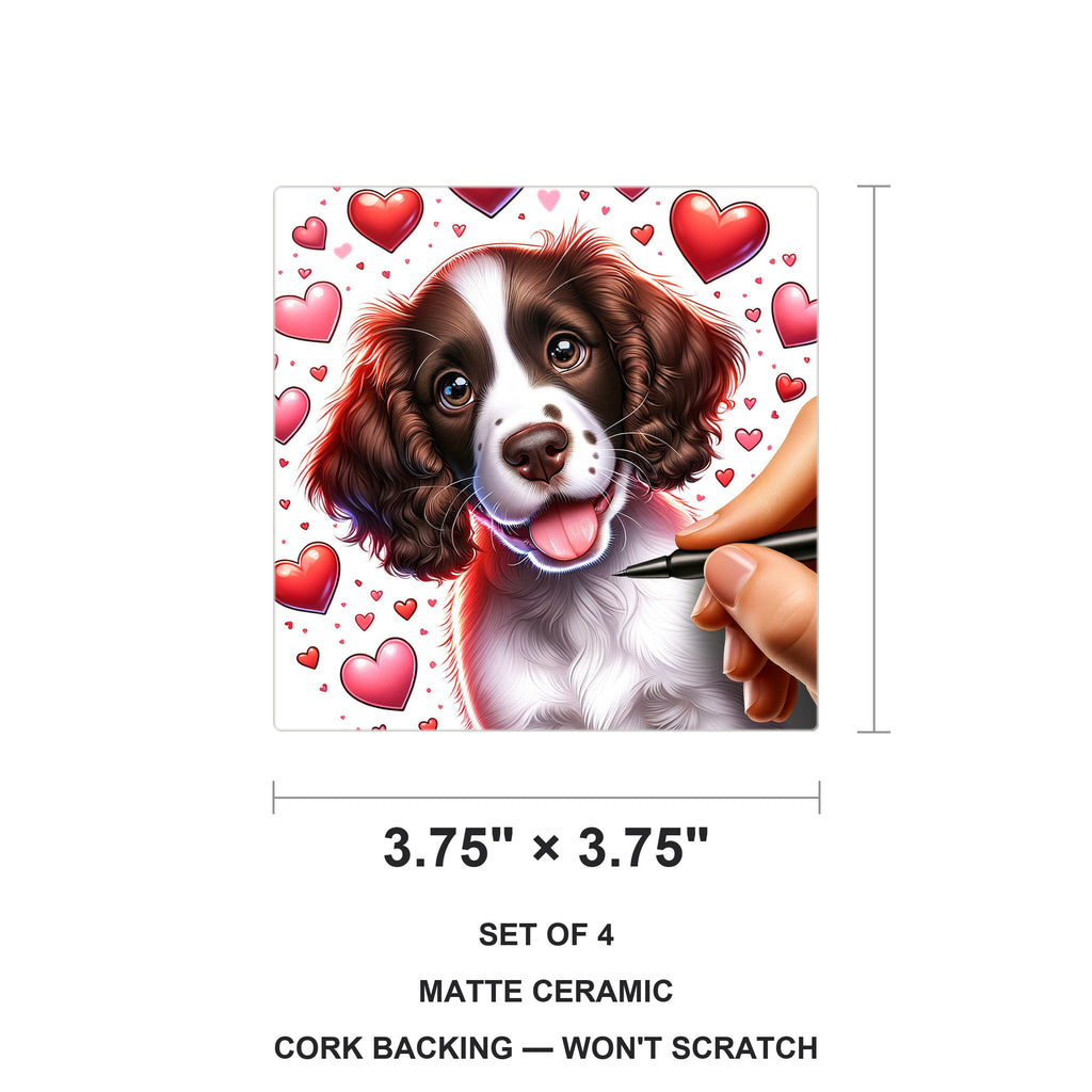 English Springer Spaniel ceramic coasters set of 4, size 3.75 inches
