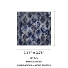 Argyle ceramic coasters set of 4, size 3.75 inches