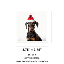 Doberman Pinscher ceramic coasters set of 4, size 3.75 inches