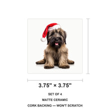 Briard Puppy ceramic coasters set of 4, size 3.75 inches