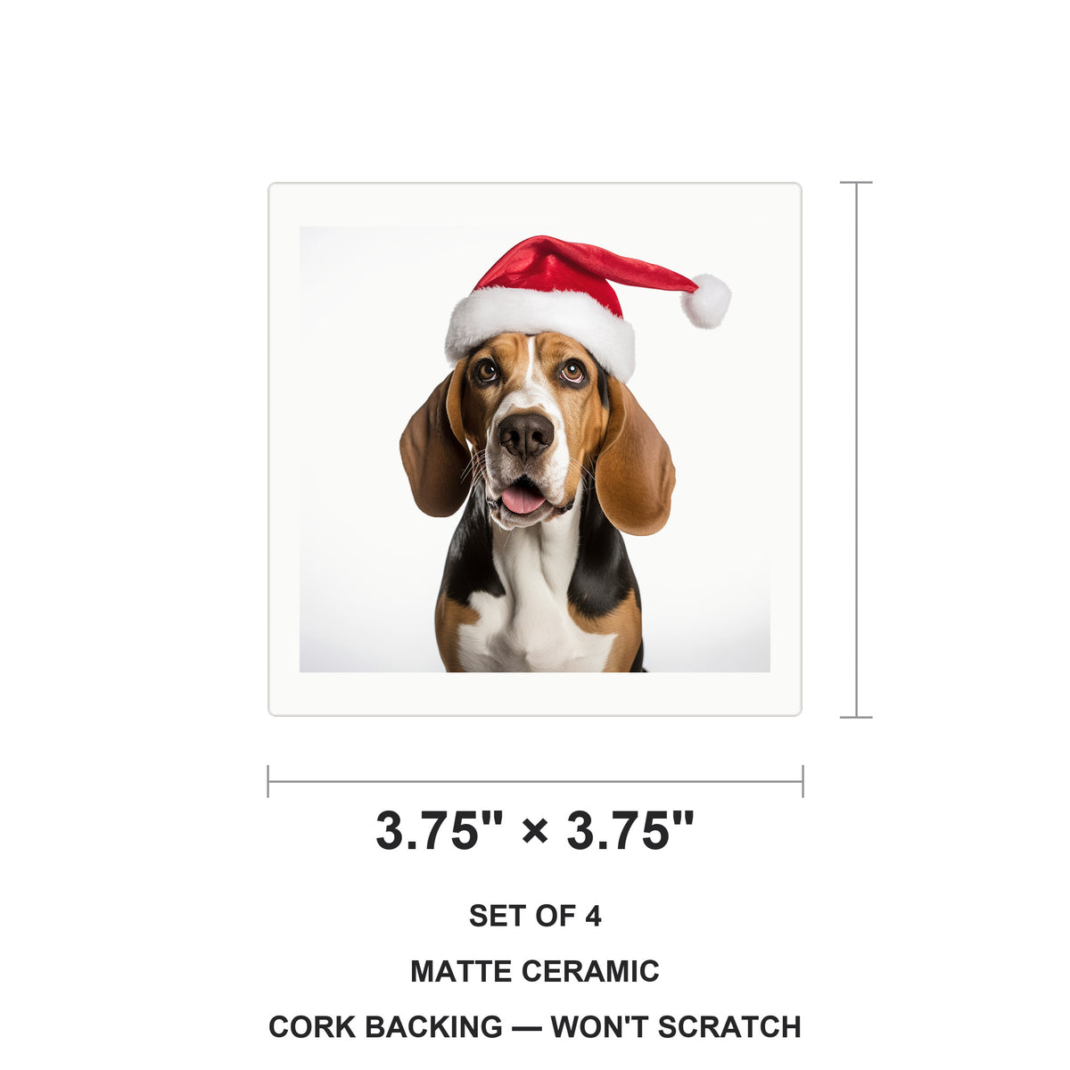 Treeing Walker Coonhound ceramic coasters set of 4, size 3.75 inches