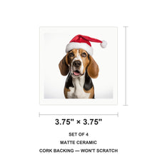 Treeing Walker Coonhound ceramic coasters set of 4, size 3.75 inches