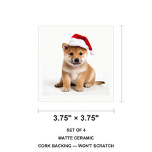 Shiba Inu Puppy ceramic coasters set of 4, size 3.75 inches