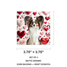 Papillon ceramic coasters set of 4, size 3.75 inches