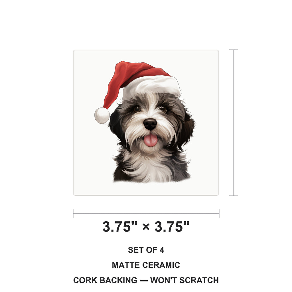 Tibetan Terrier Puppy Drawing ceramic coasters set of 4, size 3.75 inches