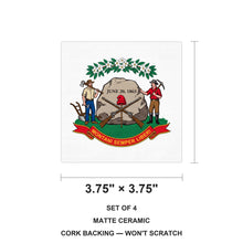 West Virginia State Flag ceramic coasters set of 4, size 3.75 inches